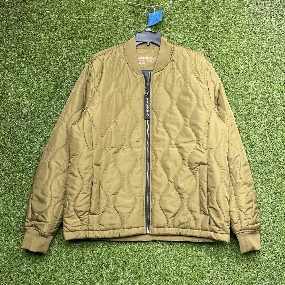 Hawke & Co Jacket Mens Large Diamond Quilted Brown Zip Hiking Outdoor Puff NWT